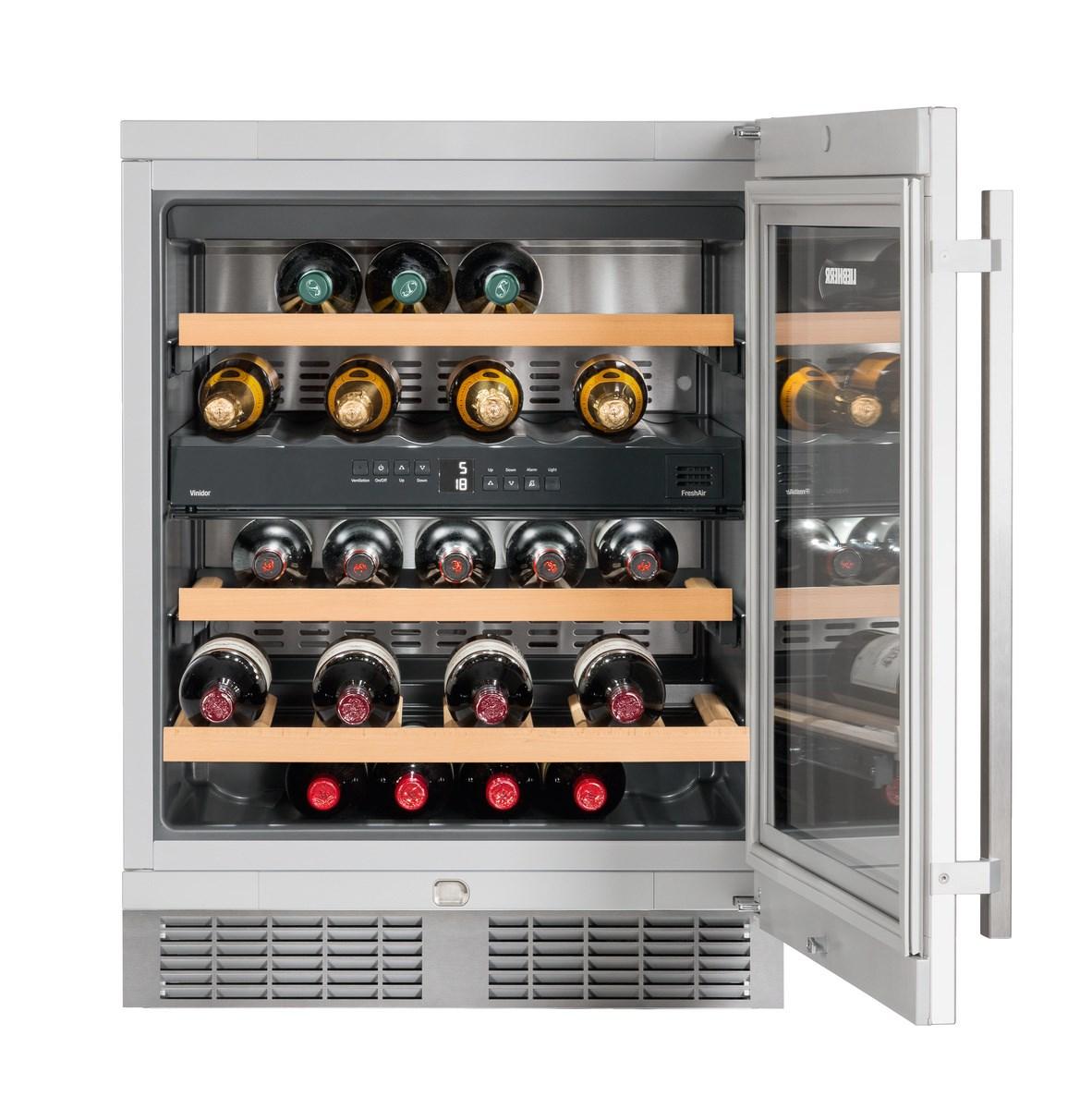 Liebherr WU3400 Undercounter Wine Cabinet, 24", Lock, 2 Zone, Reversible Door