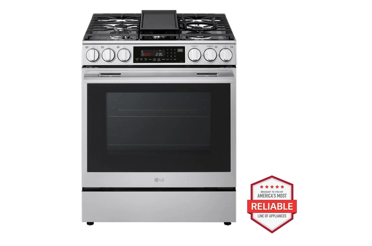 Lg LRYXC2606SLSGL6337XMVEL2125XLDNTH753S 26 cu. ft. Smart Counter-Depth MAX™ Four Types of Ice French Door Refrigerator with Slide-in Gas Range, Top Control Dishwasher and Microwave Kitchen Package in Stainless Steel