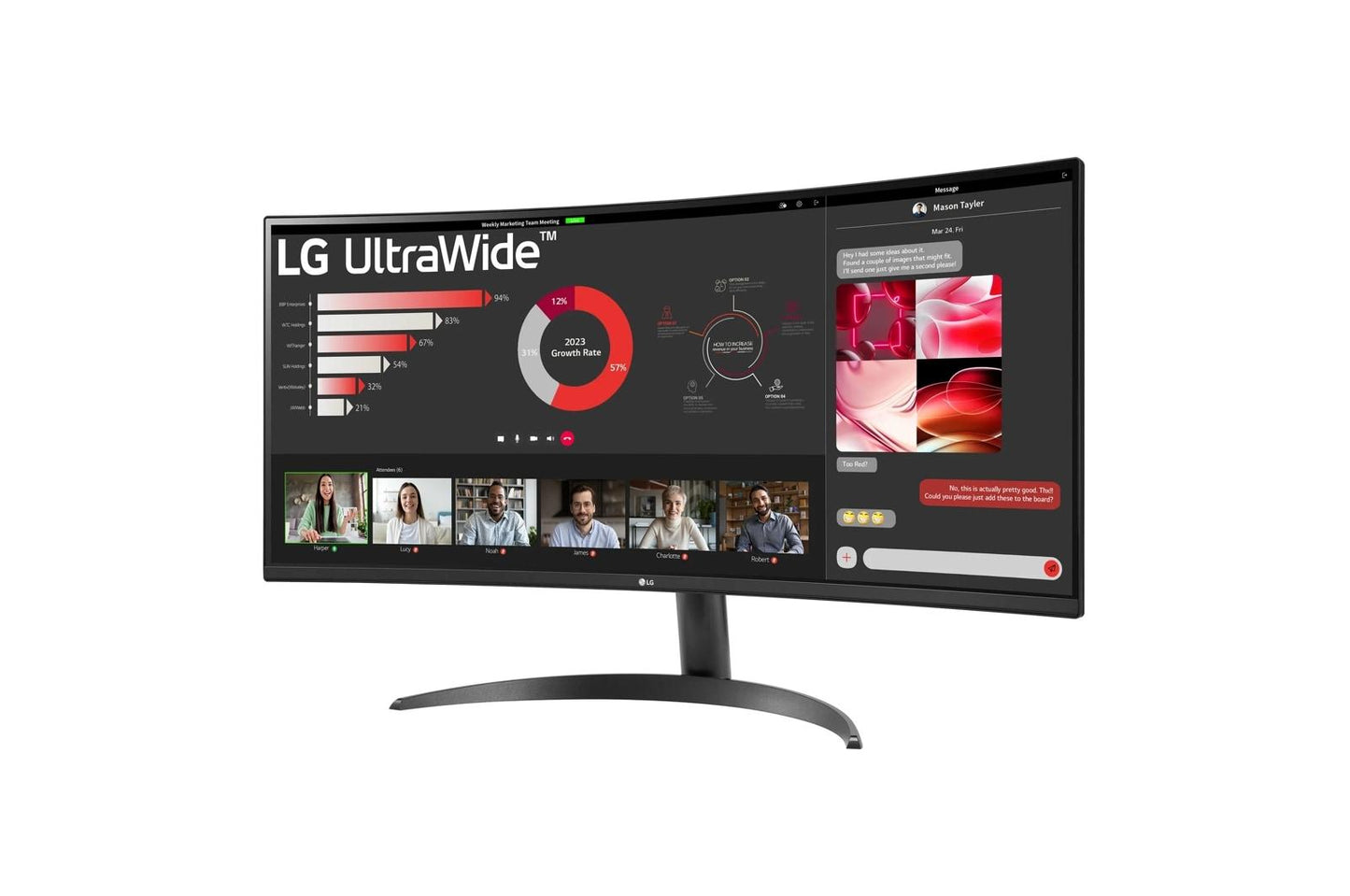 Lg 34WR50QKB 34 Inch Curved UltraWide™ WQHD HDR 10 100Hz Monitor
