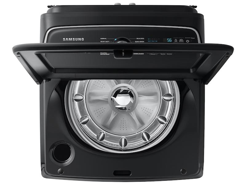 Samsung WA54CG7105AVUS 5.4 cu. ft. Extra-Large Capacity Smart Top Load Washer with ActiveWave™ Agitator and Super Speed Wash in Brushed Black
