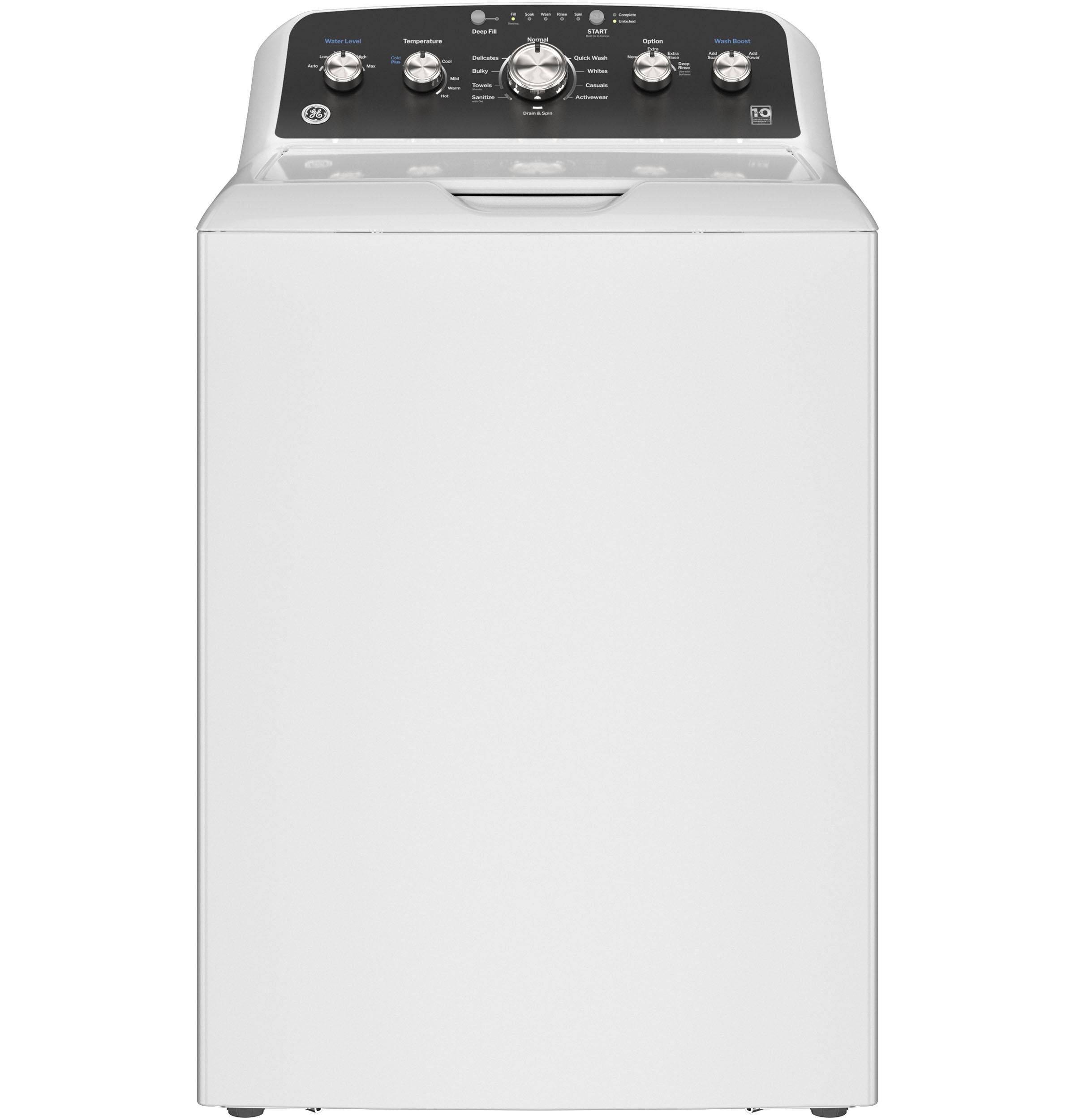 GTW485ASWWB GE® 4.5 cu. ft. Capacity Washer with Stainless Steel&#x00A0;Basket, Cold&#x00A0;Plus and Wash Boost&#x200B;