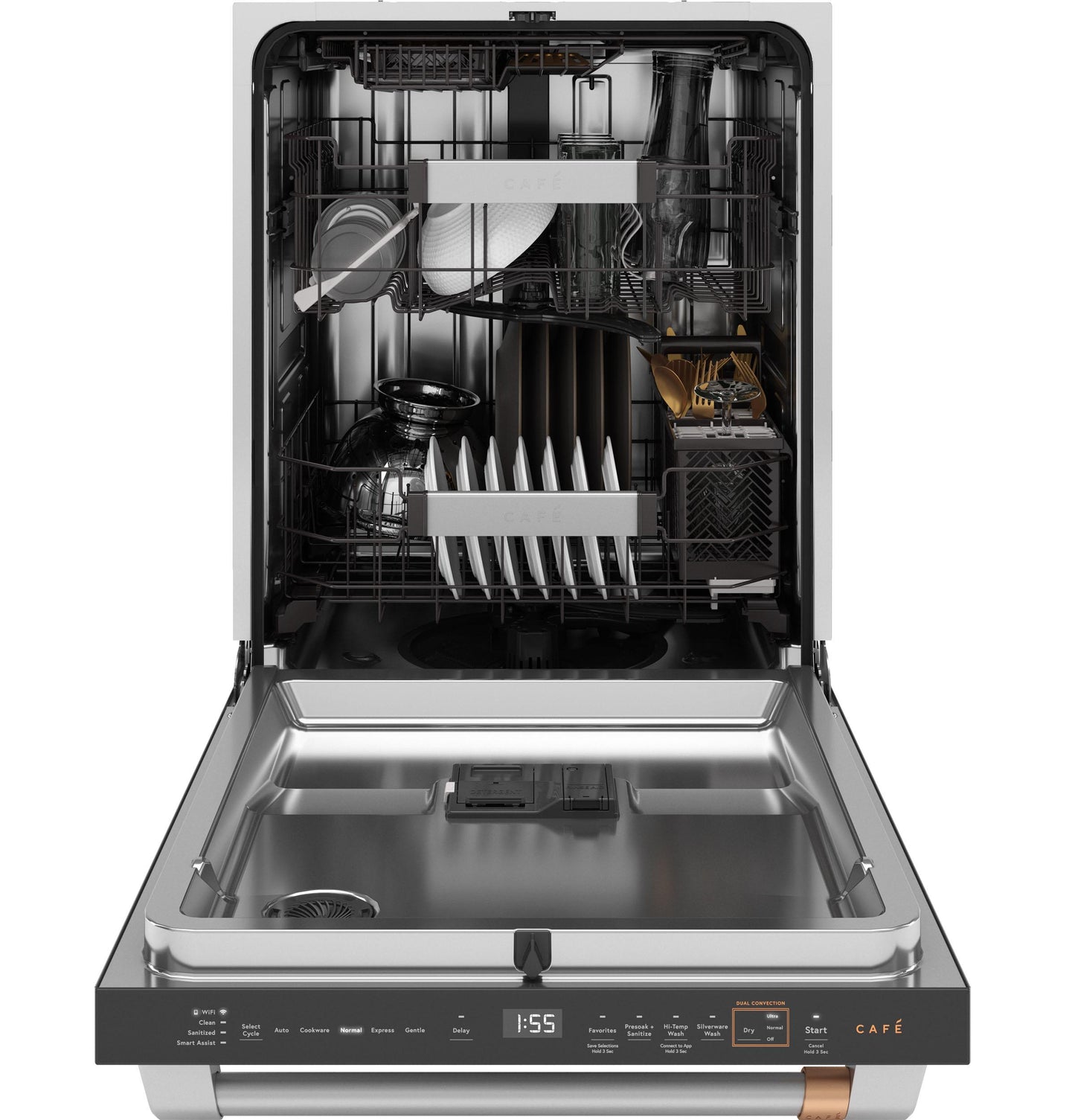 Cafe CDT888P2VS1 CAF(EBACK)™ CustomFit ENERGY STAR Stainless Interior Smart Dishwasher with Ultra Wash Top Rack and Dual Convection Ultra Dry, LED Lights, 39 dBA
