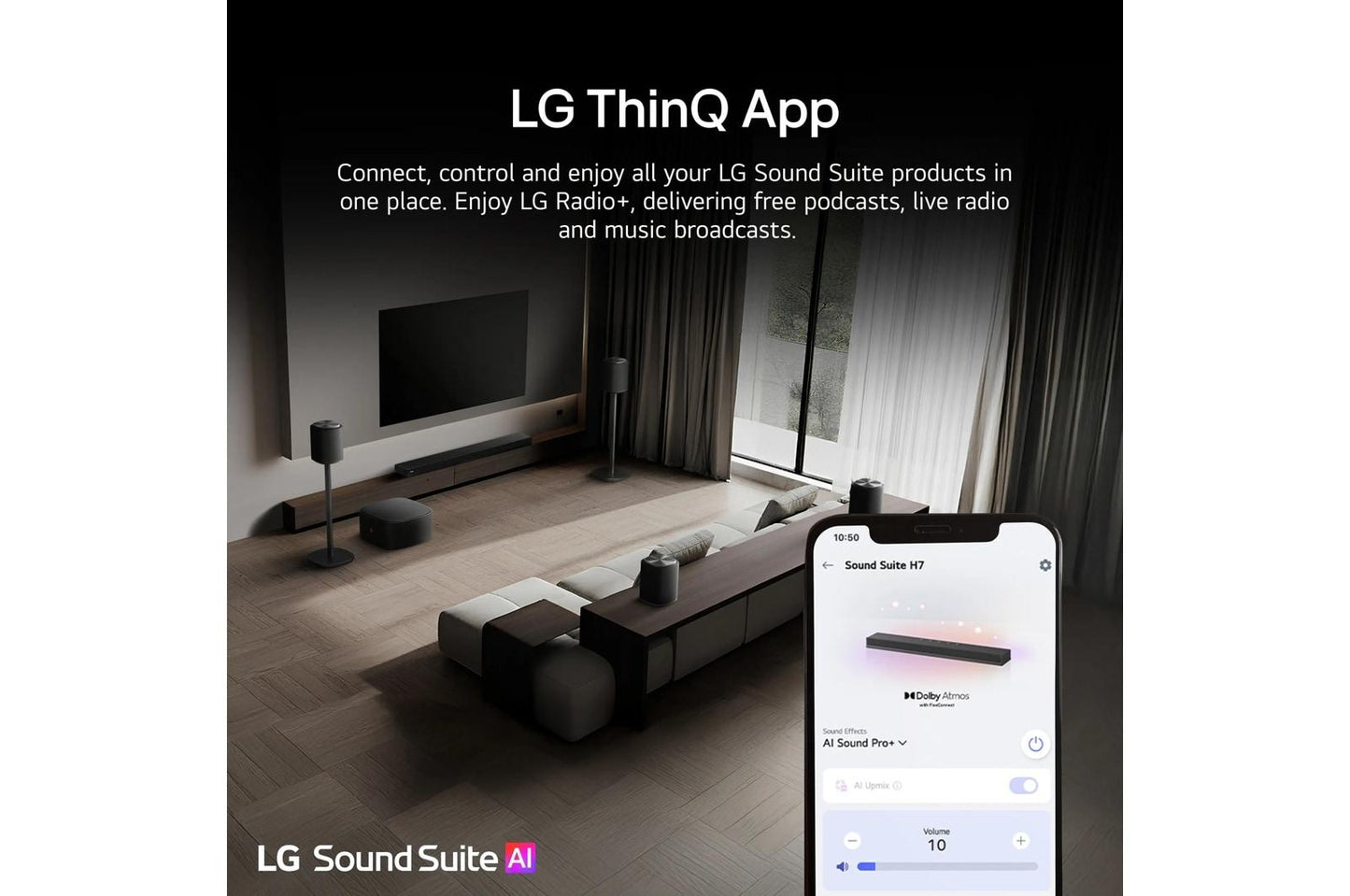 Lg H7 Sound Suite H7  Wireless Soundbar 9.1.6 Spatial Audio  Dolby Atmos FlexConnect Soundbar for TV