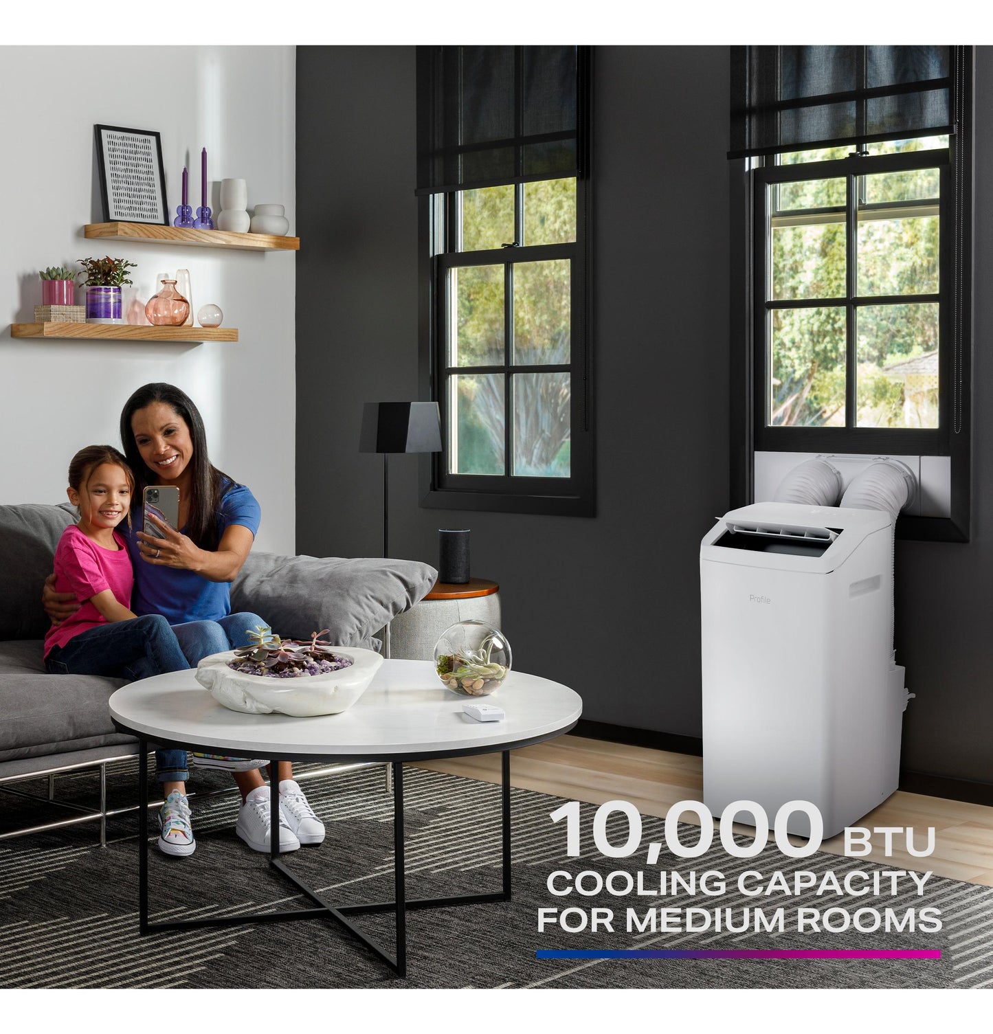 PPHV10WWF GE Profile® 10,000 BTU Dual-Hose, Inverter Portable Air Conditioner with Dehumidifier and Remote, White