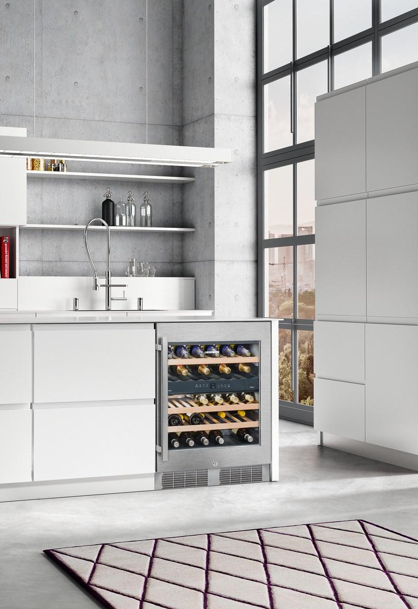 Liebherr WU3400 Undercounter Wine Cabinet, 24", Lock, 2 Zone, Reversible Door