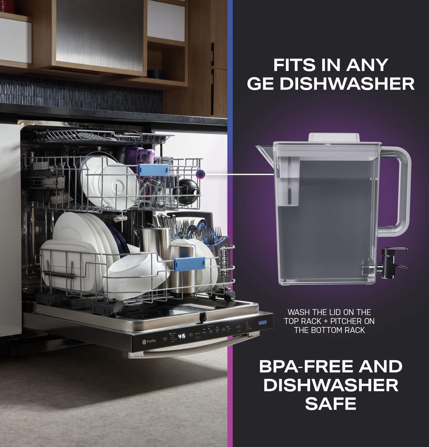 PHD23BYWFS GE Profile™ ENERGY STAR® 22.9 Cu. Ft. Counter-Depth Quad-Door Refrigerator with Dual-Dispense AutoFill Pitcher and Door in Door