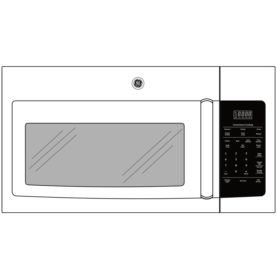 JNM3184DPBB GE® 1.8 Cu. Ft. Over-the-Range Microwave Oven with Recirculating Venting