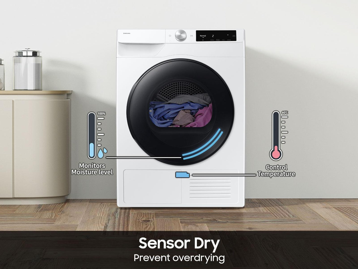Samsung DV25FG62B0BEA2 Compact Ventless Heat Pump Dryer 4.0 cu. ft. Wi-Fi Connectivity Energy Efficient