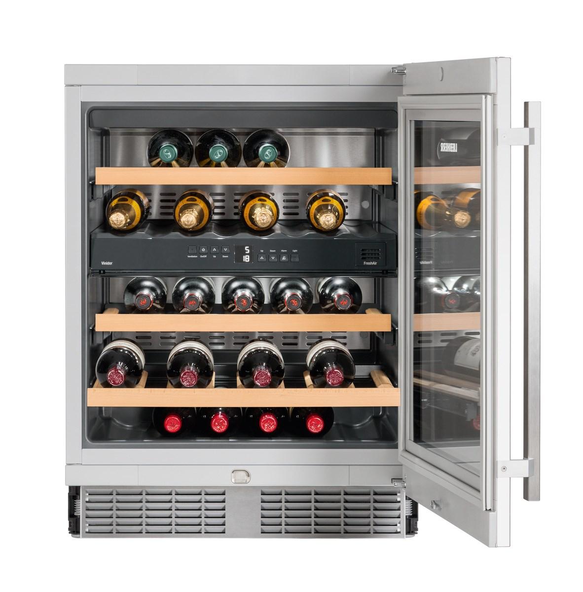 Liebherr WU3400 Undercounter Wine Cabinet, 24", Lock, 2 Zone, Reversible Door