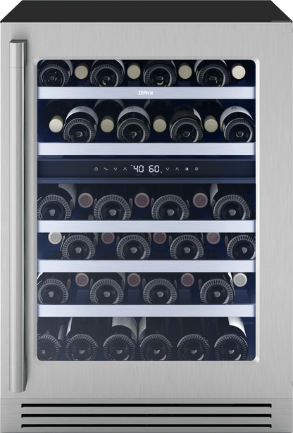 Zephyr PRPW24C02CG Presrv Pro Wine Cooler, 24in Under Cabinet, SS+Glass, Reverse Door, 2 Zone