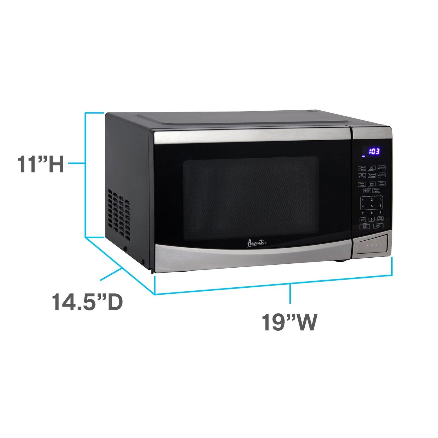 MT09V1B Avanti 0.9 Cu. Ft. Microwave Oven, Digital - Black