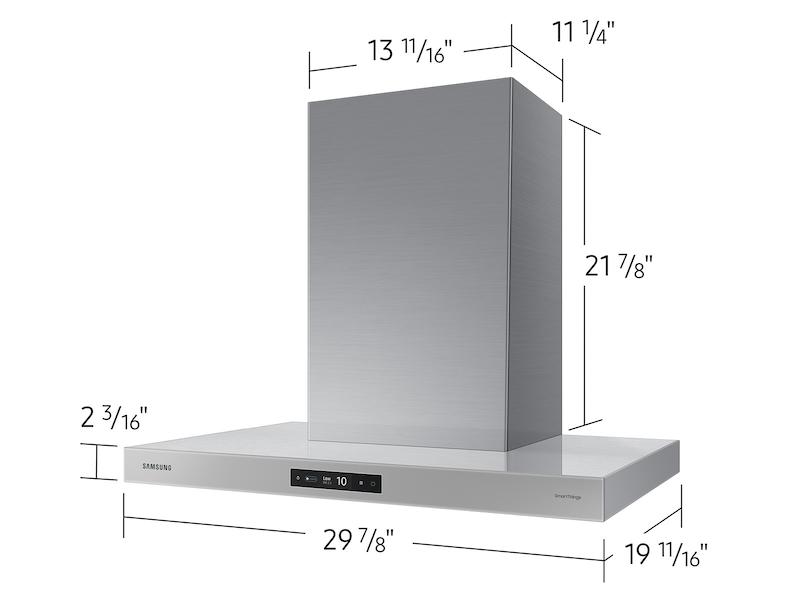 Samsung NK30CB700WCGAA 30" Bespoke Smart Wall Mount Hood with LCD Display in Clean Grey