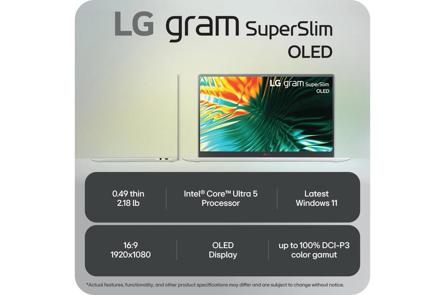 15Z90STGAAW4U1 LG gram SuperSlim 15.6 Inch OLED Thin and Lightweight Laptop, Intel® Evo™ Edition- AI-enabled Intel® Core™ Ultra 5 processor, Windows 11 Home, 16GB RAM, 512GB SSD, White