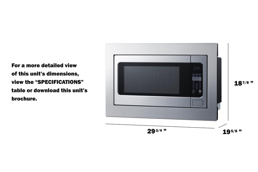 Summit SMBI27TK30 30" Wide Built-in Microwave (trim Kit Included)