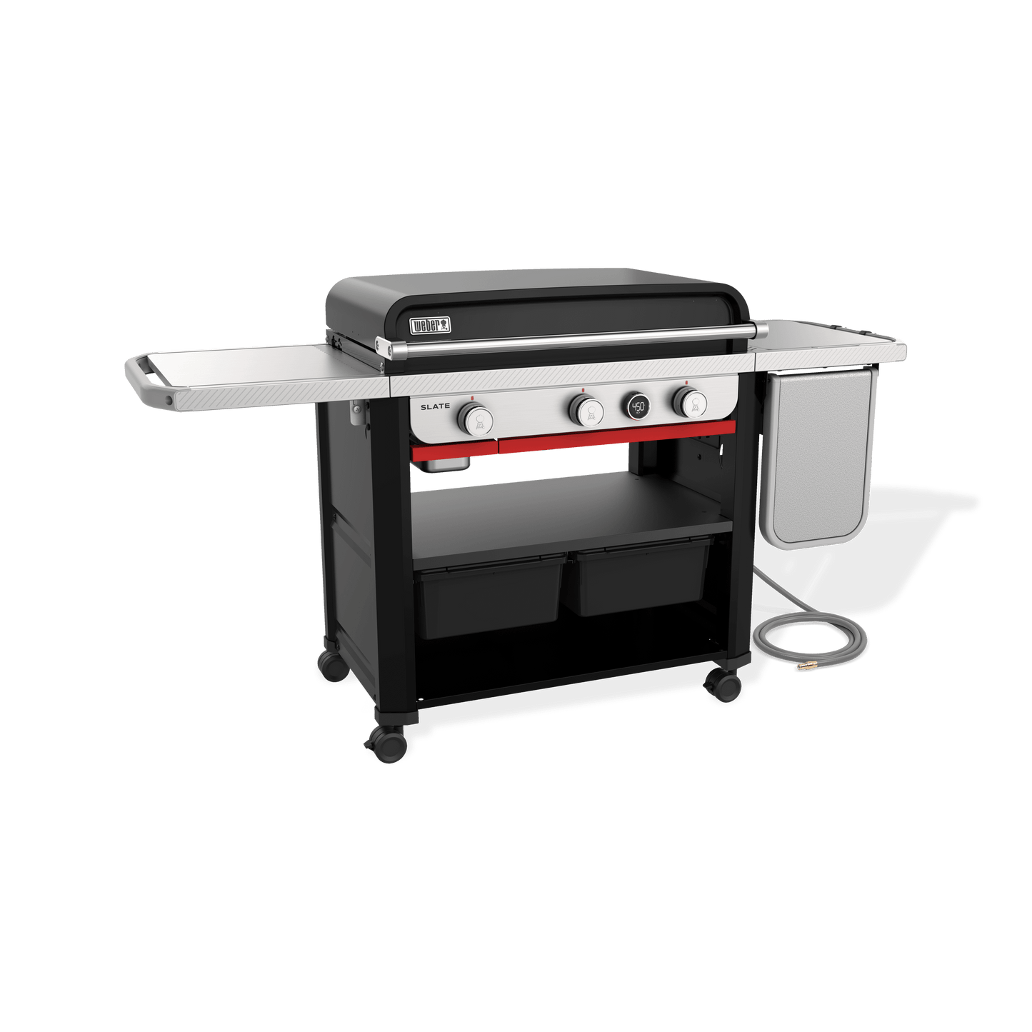 Weber 1500420 Slate® 30" Rust-Resistant Griddle with Extendable Side Table (Natural Gas) - Black
