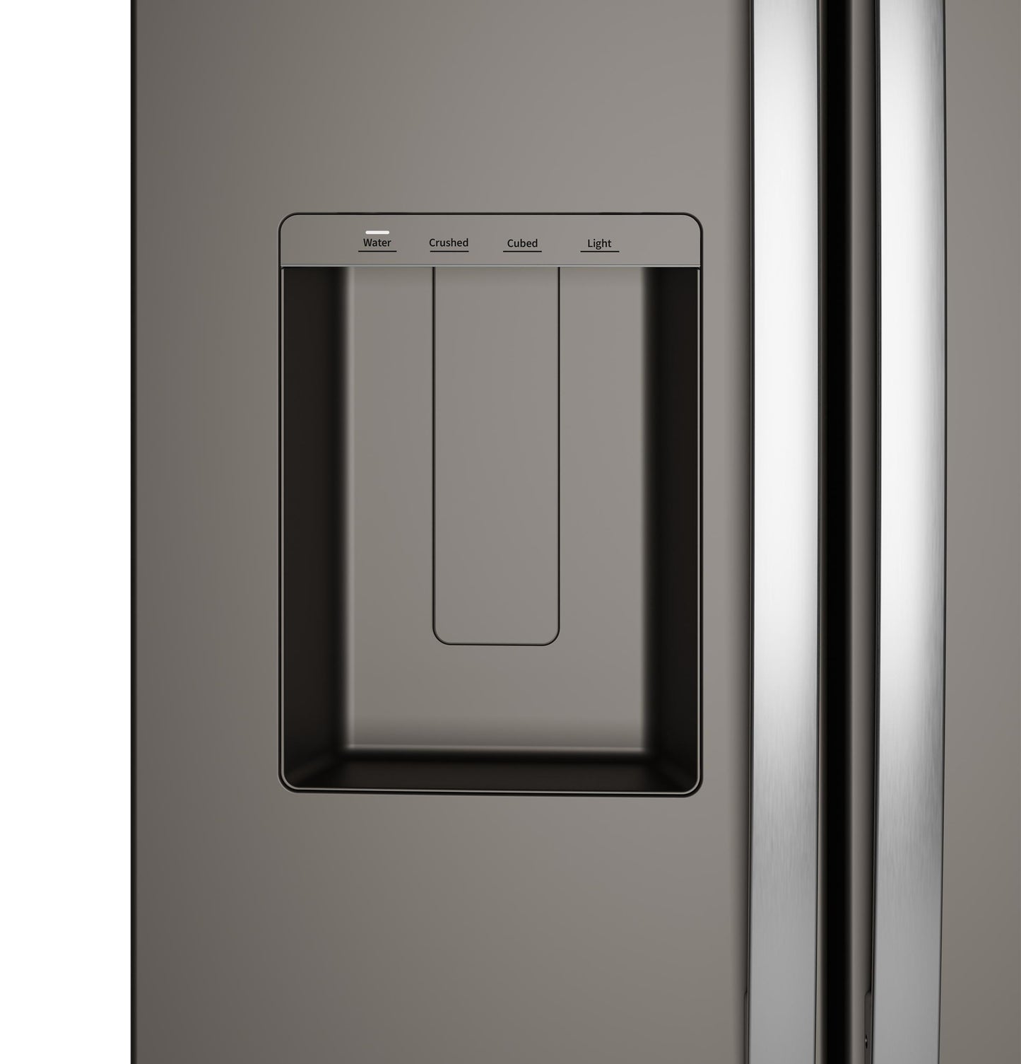 GZS24NMYES GE® 23.6 Cu. Ft. Counter-Depth Side-By-Side Refrigerator with Extra Tall Dispenser and In-Door Icemaker