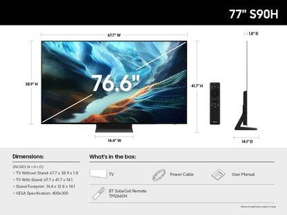 Samsung QN77S90HAEXZA 77 Inch Class OLED S90H 4K Samsung Vision AI Smart TV (2026)
