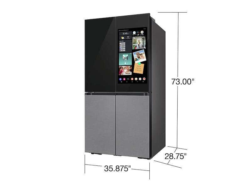 Samsung RF23CB9900QK Bespoke Counter Depth 4-Door Flex™ Refrigerator (23 cu. ft.) with Family Hub™ + in Charcoal Glass Top and Stainless Steel Bottom Panels