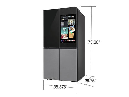 Samsung RF23CB9900QK Bespoke Counter Depth 4-Door Flex™ Refrigerator (23 cu. ft.) with Family Hub™ + in Charcoal Glass Top and Stainless Steel Bottom Panels