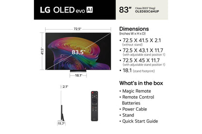 Lg OLED83C6HUP 83 Inch Class LG OLED evo AI C6H 4K Smart TV 2026