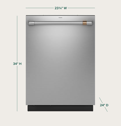 Cafe CDT888P2VS1 CAF(EBACK)™ CustomFit ENERGY STAR Stainless Interior Smart Dishwasher with Ultra Wash Top Rack and Dual Convection Ultra Dry, LED Lights, 39 dBA