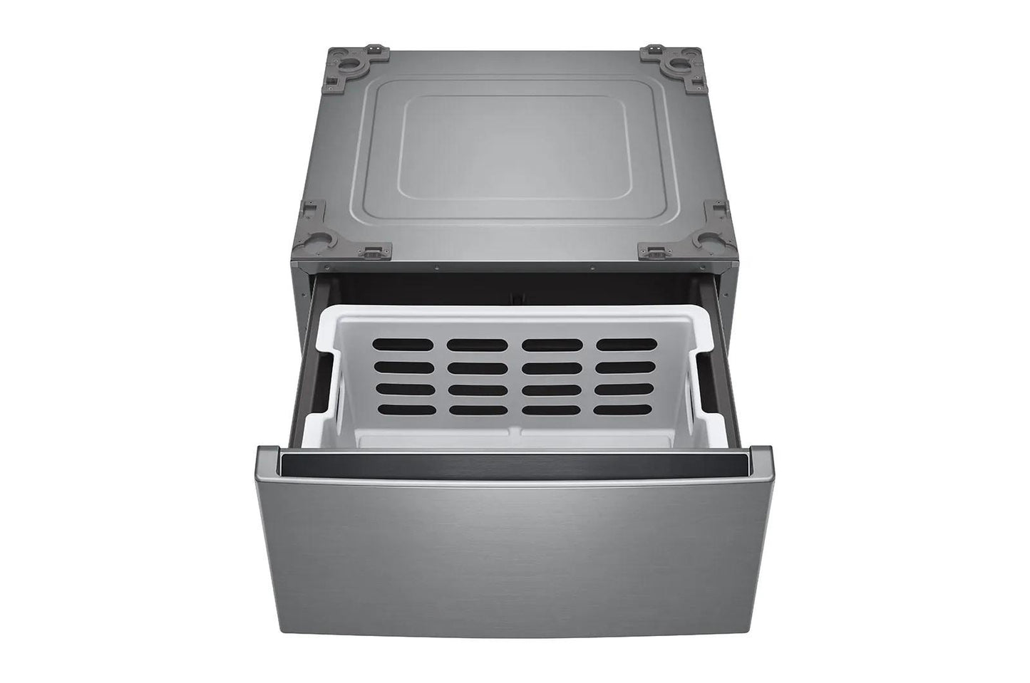 Lg WM5500HVADLEX5500VWD300CVWDP6V 4.5 cu. ft. Front Load Washer and 7.4 cu. ft. Electric Dryer with pedestal washer and drawer Laundry Set in Graphite Steel