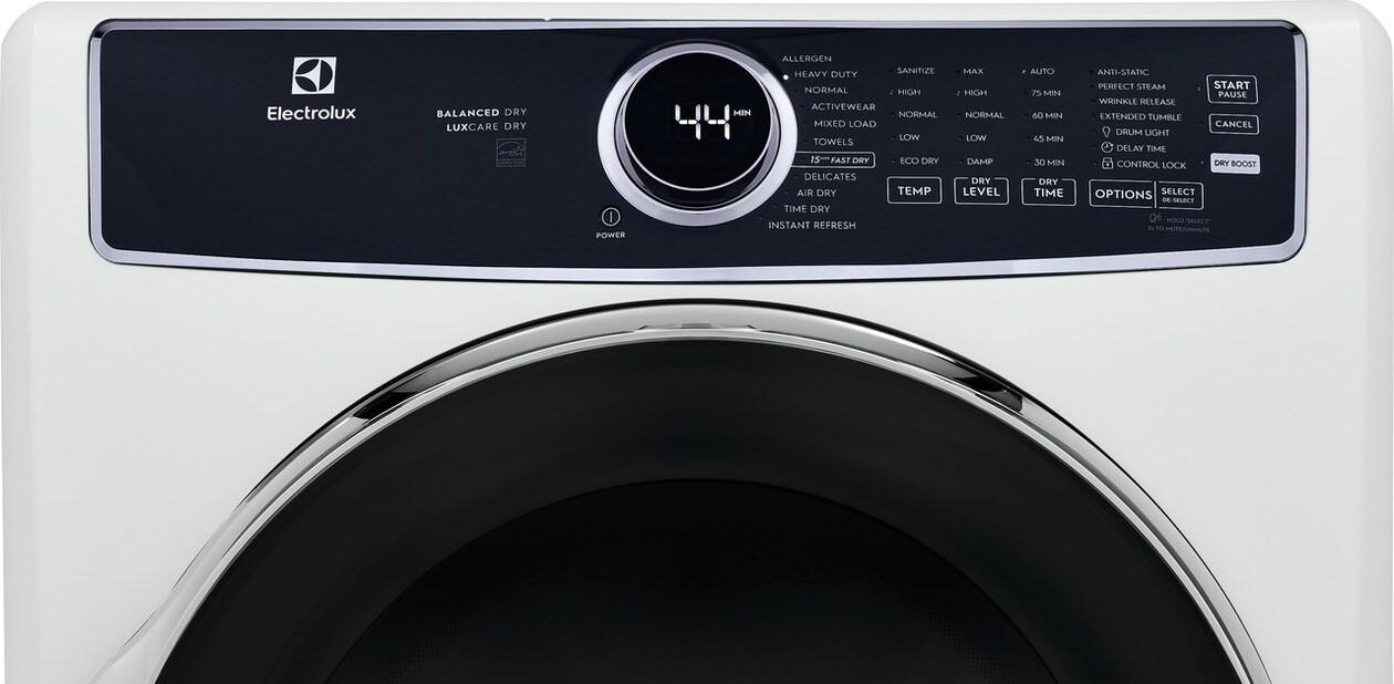 Electrolux ELFE7637AW Front Load Perfect Steam™ Electric Dryer with Balanced Dry™ and Instant Refresh - 8.0 Cu. Ft.