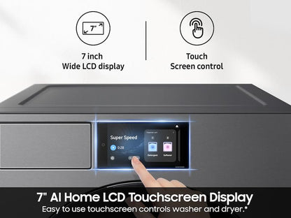 Samsung WF90F53ADS 5.3 cu. ft. Bespoke AI Ultra Capacity Front Load Washer with AI Home and AI OptiWash+ in Dark Steel