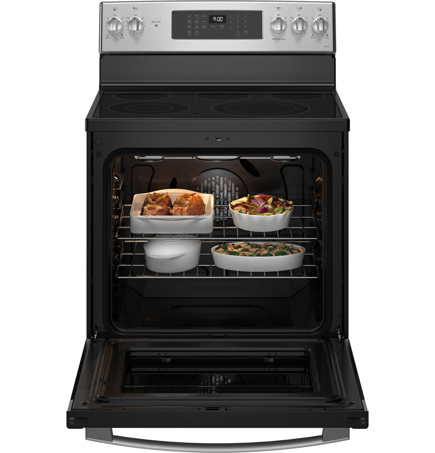PB900YVFS GE Profile™ ENERGY STAR® 30" Smart Free-Standing Electric Convection Fingerprint Resistant Range with No Preheat Air Fry