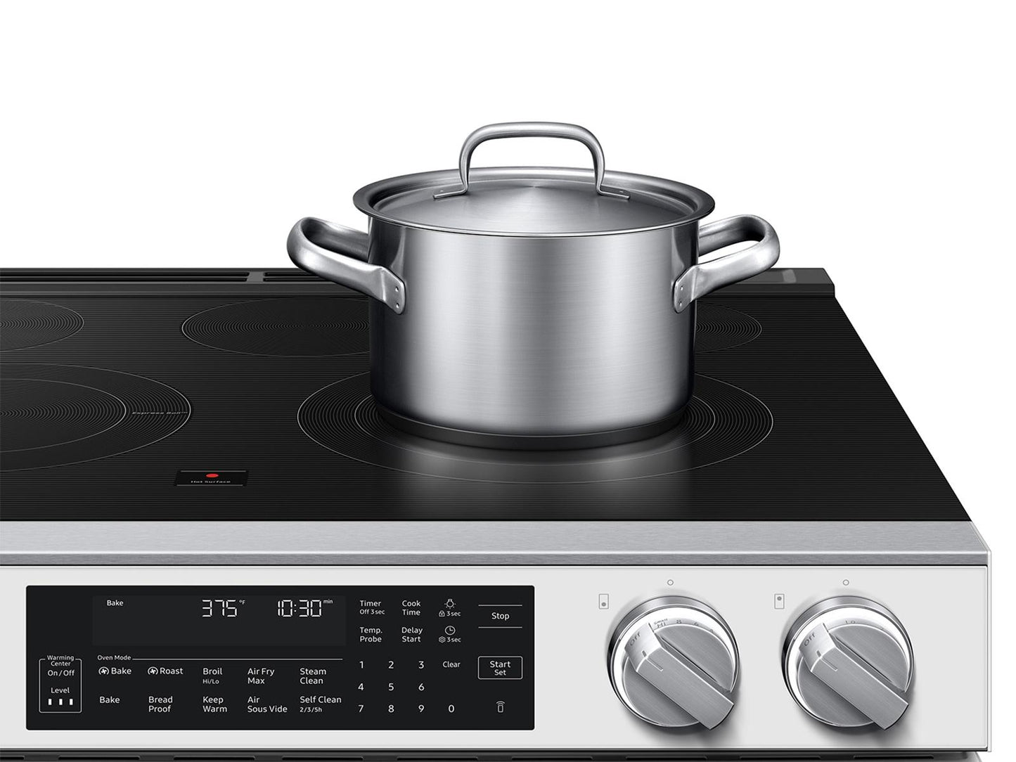 Samsung NSE90H63SW Bespoke Smart Slide-in Electric Range Pro Style Elite Design  Illuminated Knobs  Air Fry Max