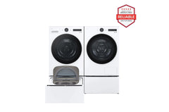 Lg WM5500HWADLHC5502WWD300CWWDP6W 4.5 cu. ft. Front Load Washer and 7.8 cu. ft. Heat Pump Dryer with pedestal washer and drawer Laundry Set in White