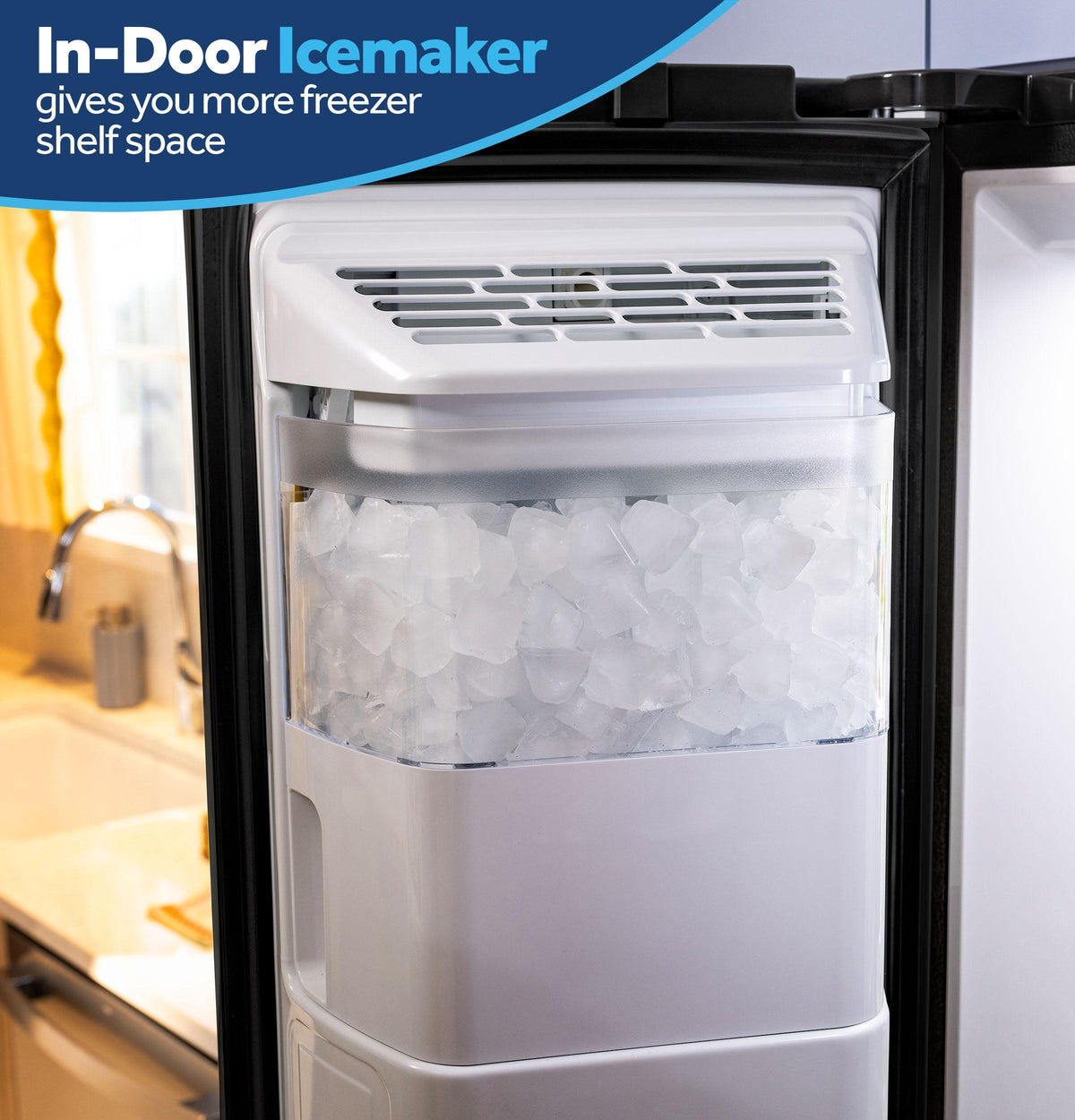 GZS24NGYBB GE® 23.6 Cu. Ft. Counter-Depth Side-By-Side Refrigerator with Extra Tall Dispenser and In-Door Icemaker
