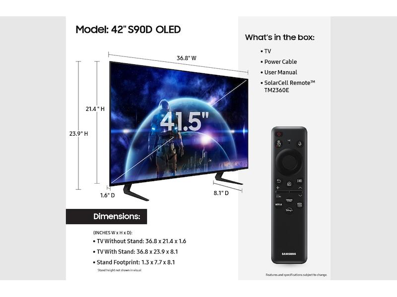 Samsung QN42S90DAEXZA 42" Class OLED Gaming TV S90D