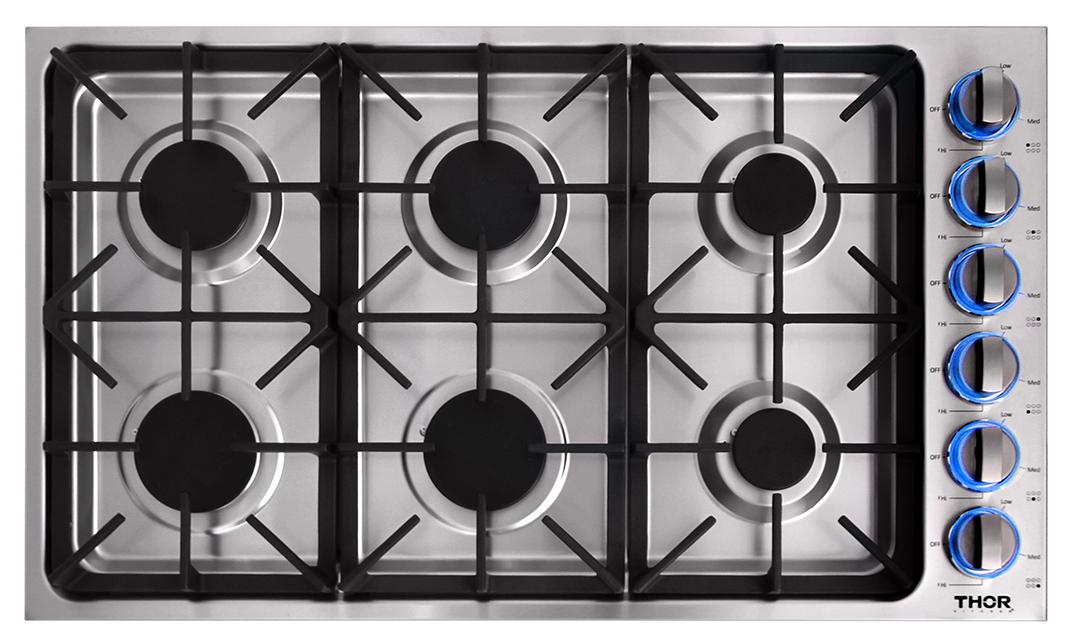 TGC3601 Thor Kitchen 36 Inch Professional Drop-in Gas Cooktop In Stainless Steel - Model Tgc3601
