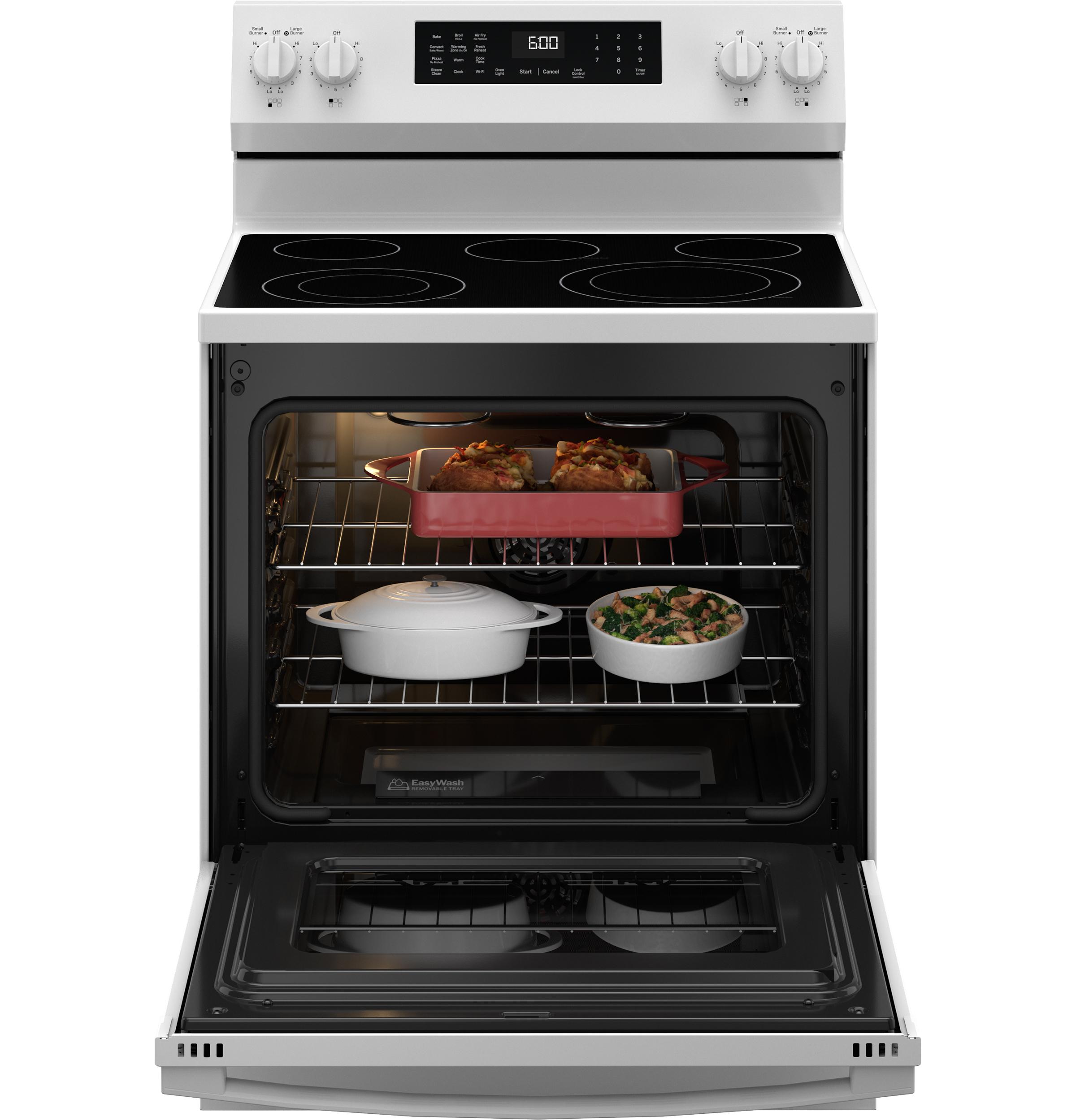 GRF600AVWW GE® 30" Free-Standing Electric Convection Range with No Preheat Air Fry and EasyWash™ Oven Tray