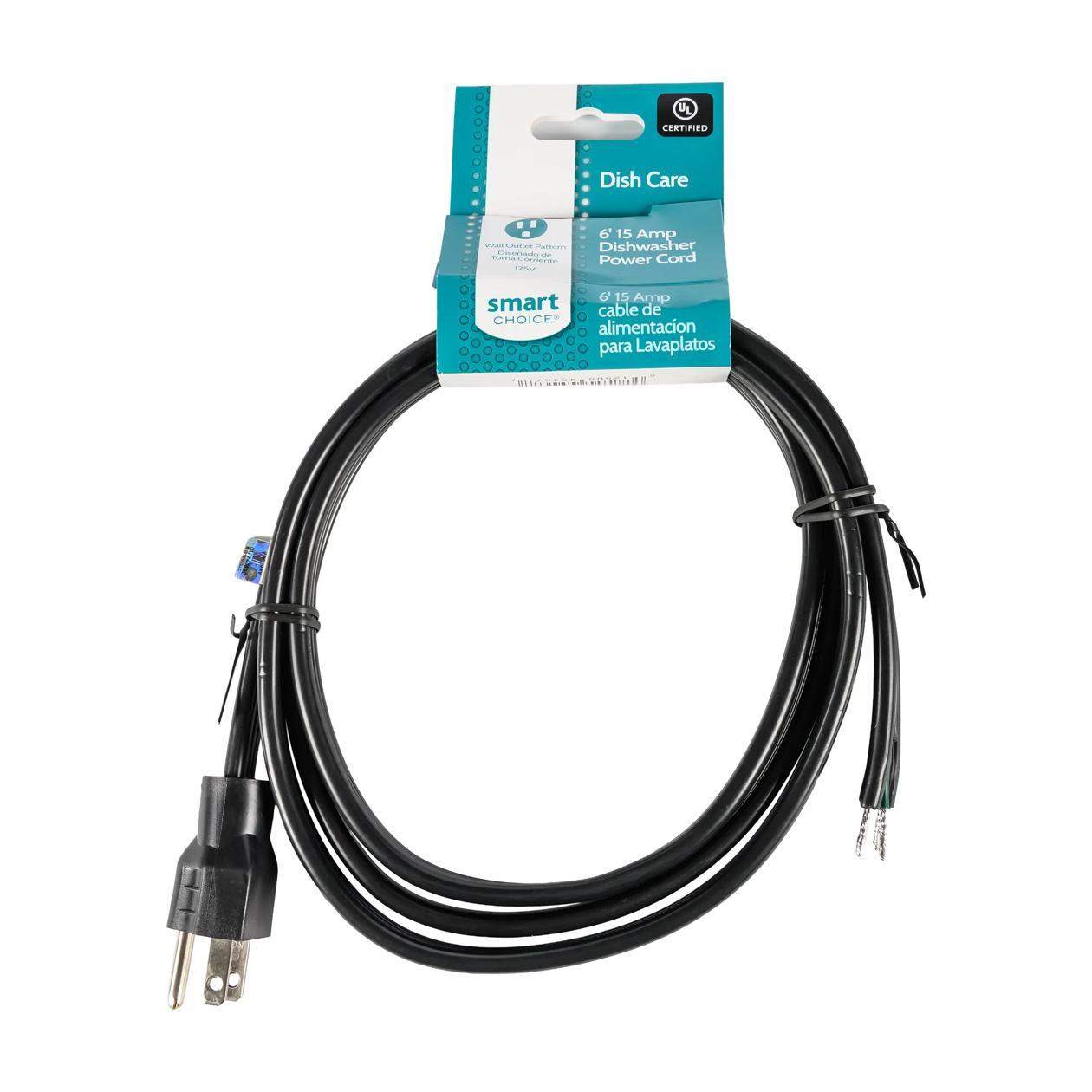 Electrolux 5304494964 6' 15-Amp. 3-Prong Dishwasher Power Cord, Straight