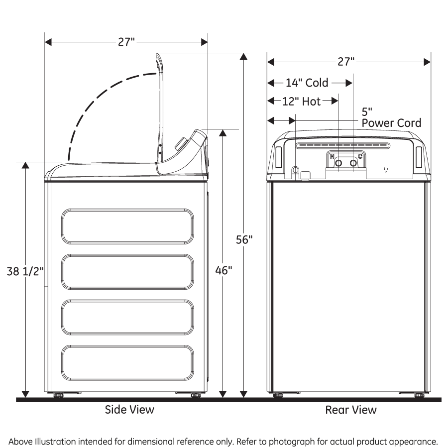 GTW585BSVWS GE® 4.5 cu. ft. Capacity Washer with Water Level Control