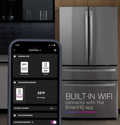 PJD23BYWFS GE Profile™ ENERGY STAR® 23.3 Cu. Ft. Smart Counter-Depth Fingerprint Resistant 4-Door French-Door Refrigerator with Door In Door
