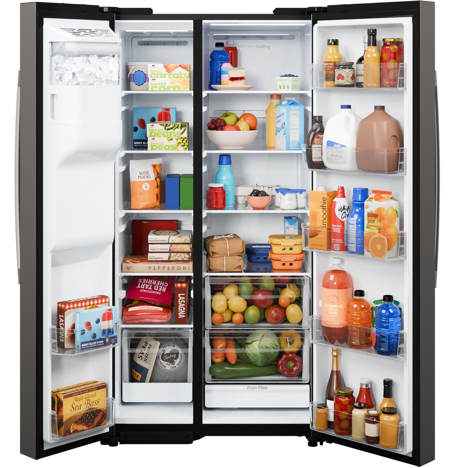 GSS28NMYES GE® 27.9 Cu. Ft. Side-By-Side Refrigerator with Extra Tall Dispenser and In-Door Icemaker