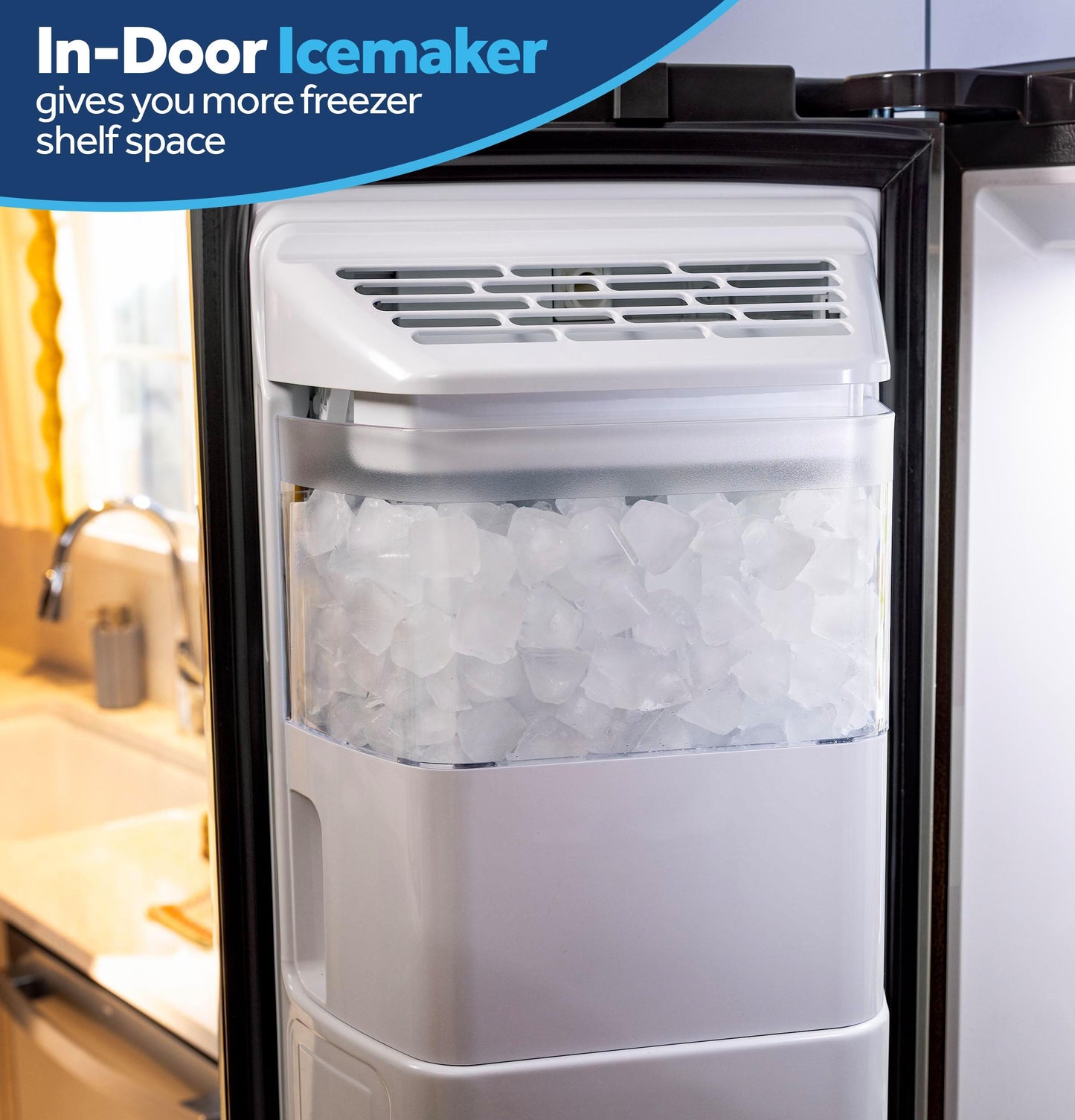 GZS24NYYFS GE® 23.6 Cu. Ft. Counter-Depth Side-By-Side Refrigerator with Extra Tall Dispenser and In-Door Icemaker