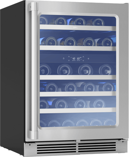 Zephyr PRPW24C02AG Presrv Pro Wine Cooler, 24in Under Cabinet, SS+Glass, Reverse Door, 2 Zone