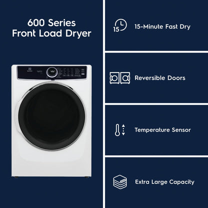 Electrolux ELFE7637AW Front Load Perfect Steam™ Electric Dryer with Balanced Dry™ and Instant Refresh - 8.0 Cu. Ft.