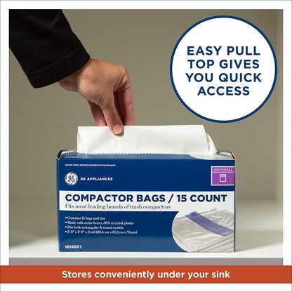 Ge Appliances WX60X1 Trash Compactor Bags (15 Bags Per Pack)