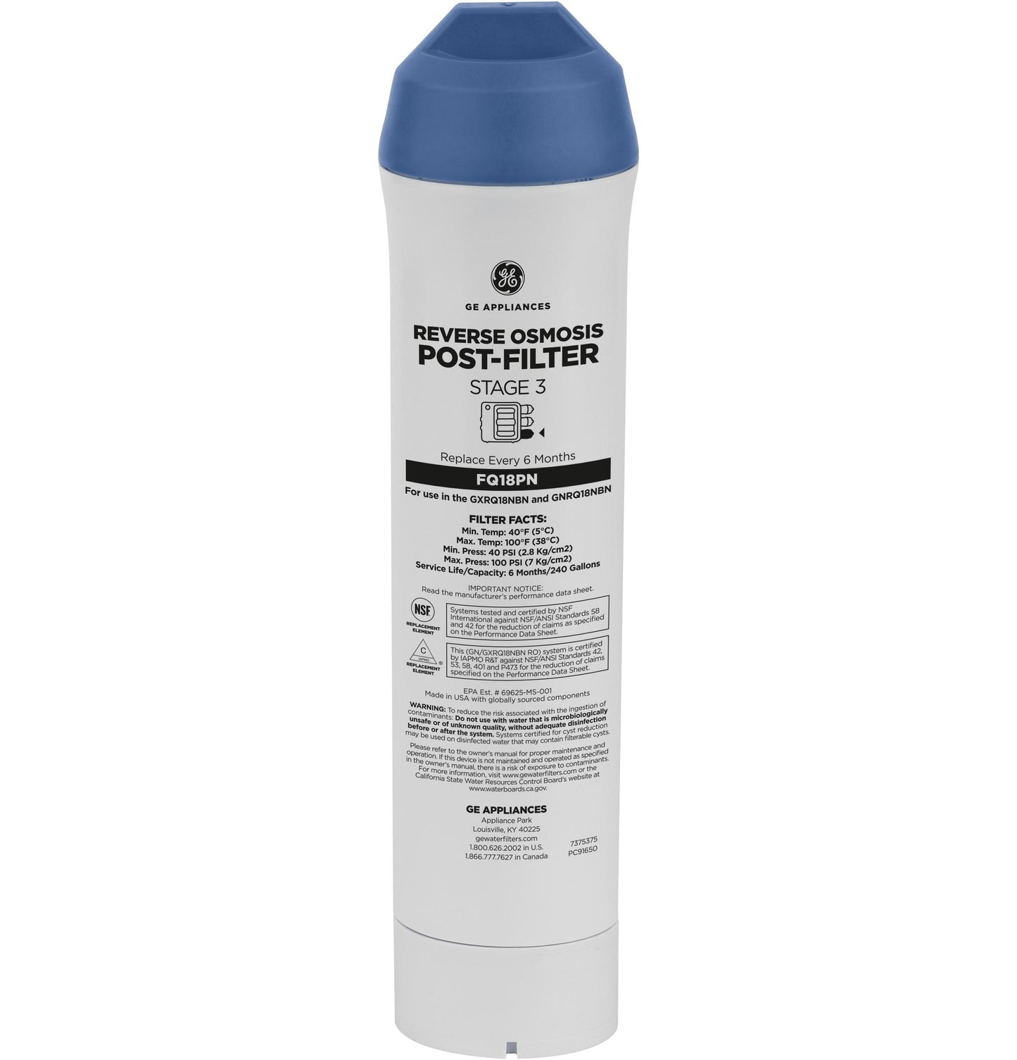 FQ18PN GE REVERSE OSMOSIS PRE & POST REPLACEMENT FILTER SET