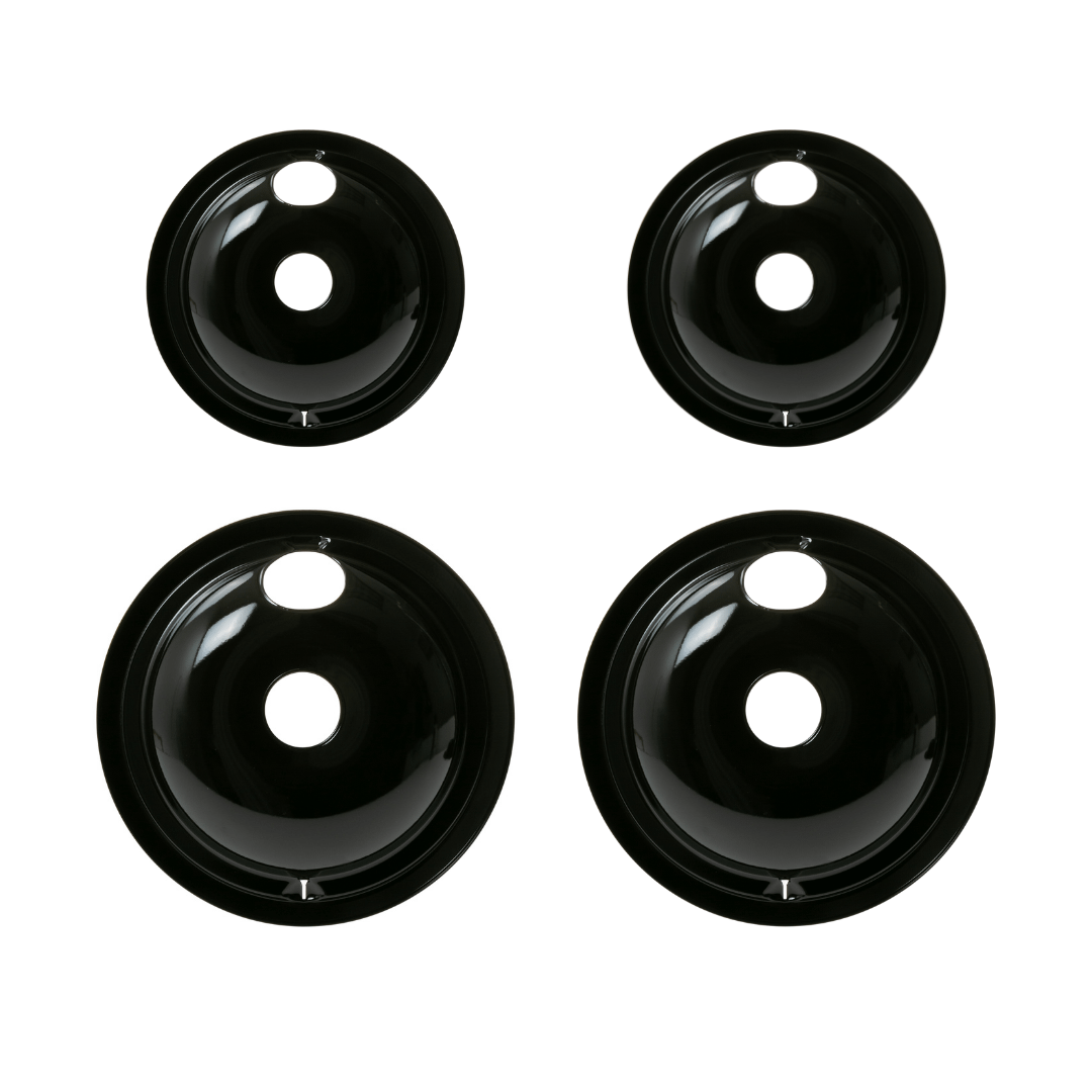 Ge Appliances GE68PA Range 4-Piece Drip Pan Set  6" & 8" Porcelain Replacement Bowls