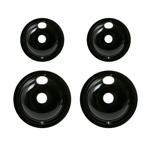 Ge Appliances GE68PA Range 4-Piece Drip Pan Set  6" & 8" Porcelain Replacement Bowls