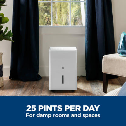ADHE25BWF GE® 25 Pint Portable Dehumidifier with Smart Dry for Damp Spaces