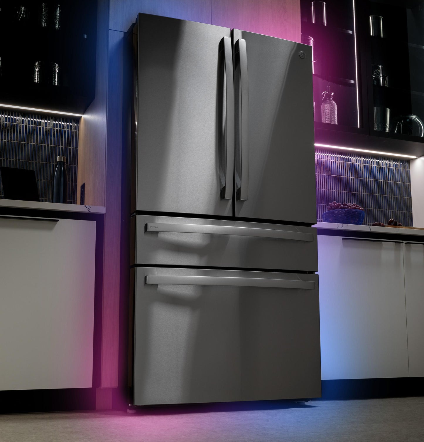 PJD23BYWFS GE Profile™ ENERGY STAR® 23.3 Cu. Ft. Smart Counter-Depth Fingerprint Resistant 4-Door French-Door Refrigerator with Door In Door