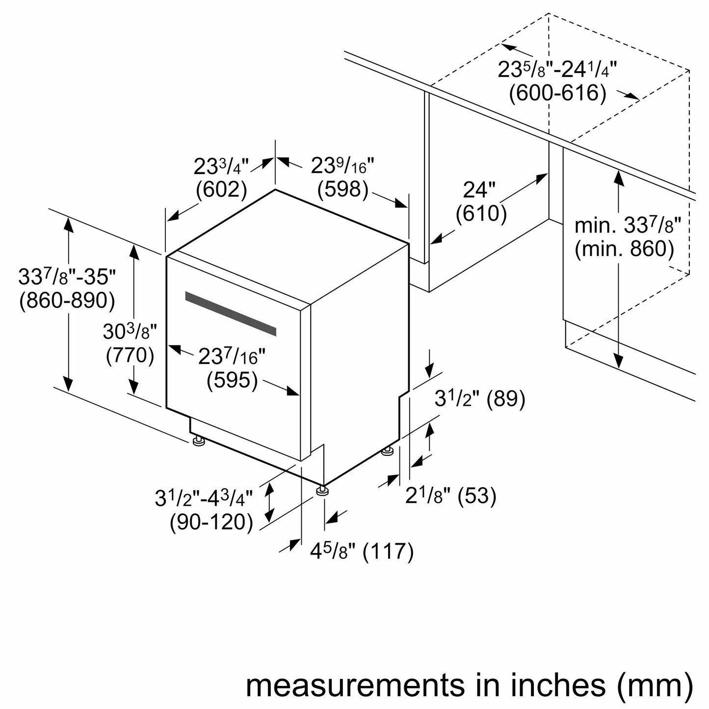 Bosch SHE43DM6N 300 Recessed Handle, 48 dBA, Standard 3rd Rack, PureDry - BL