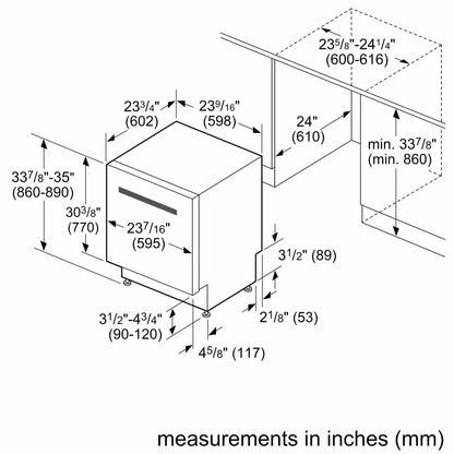 Bosch SHE43DM6N 300 Recessed Handle, 48 dBA, Standard 3rd Rack, PureDry - BL